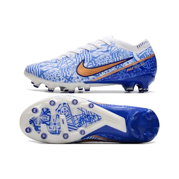 Nike Zoom Mercurial Vapor XV Elite AG-Pro Blanc Bleu Or