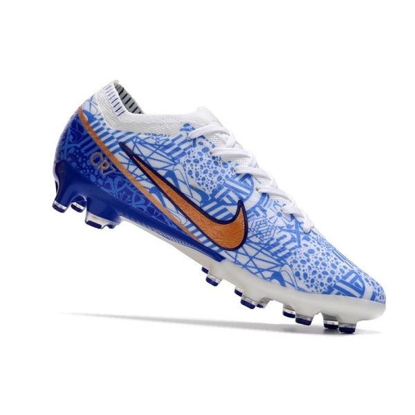 Nike Zoom Mercurial Vapor XV Elite AG-Pro Blanc Bleu Or