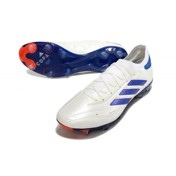adidas Copa Pure II Elite+ FG Crampons Blanc Ftwr Bleu Lucide Rouge Solaire