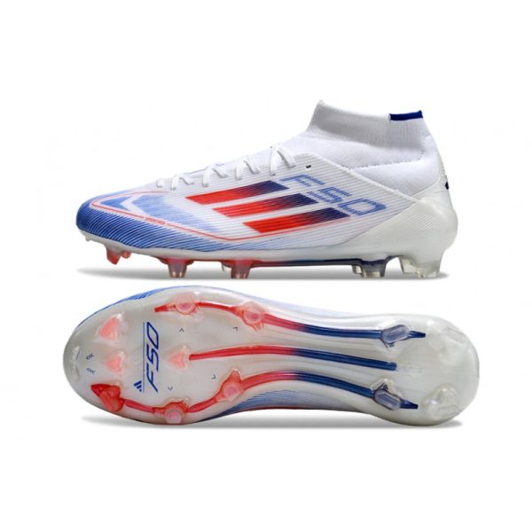 adidas F50 Elite Mid FG Nouvel Advancement - Blanc Rouge Bleu