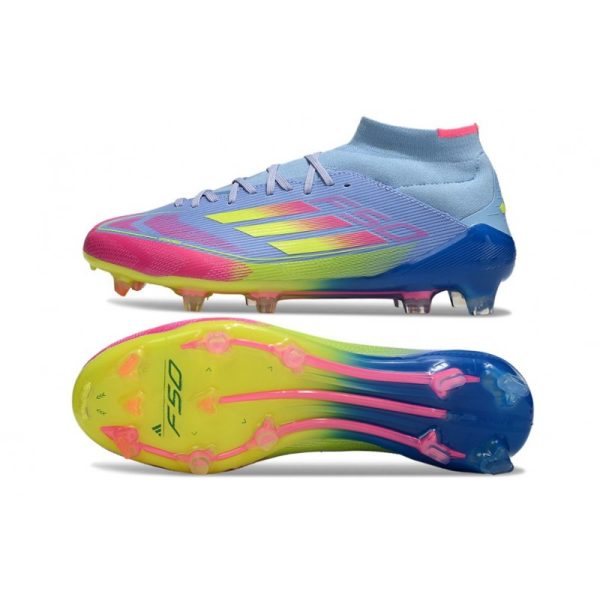 adidas F50 Elite Mid FG Nouvel Bleu Fusion Citron Lucide Rose Lucide