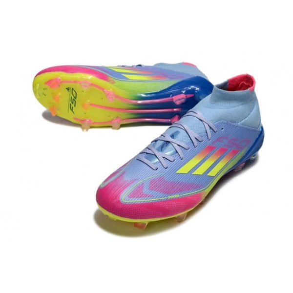 adidas F50 Elite Mid FG Nouvel Bleu Fusion Citron Lucide Rose Lucide