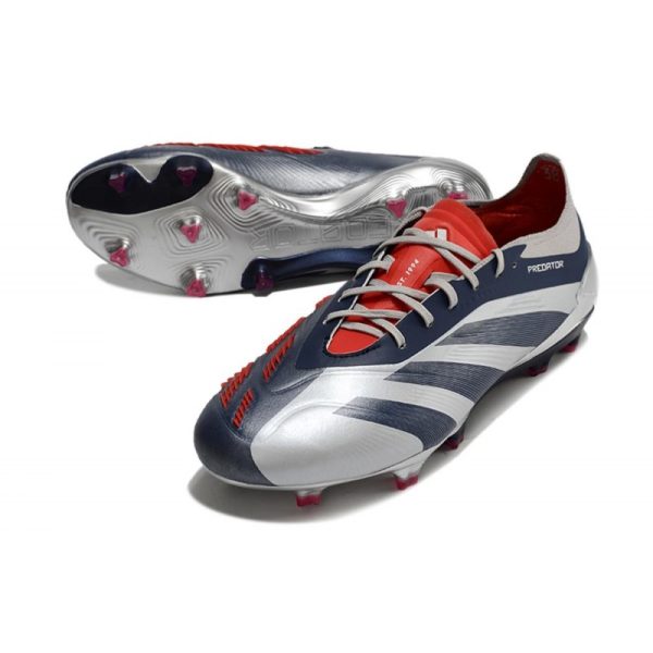 adidas Predator Elite FG Chaussure Argent Noir Rouge