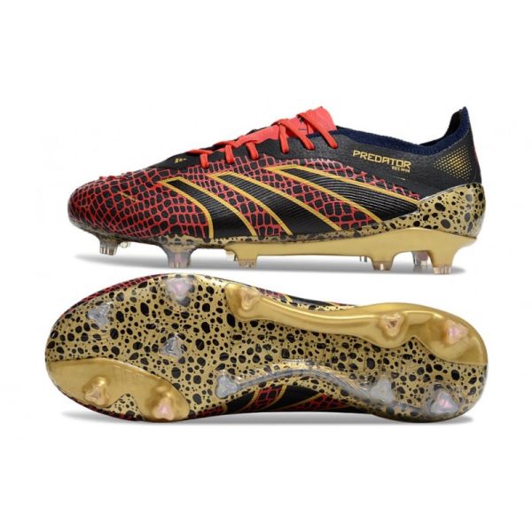 adidas Predator Elite FG Chaussure Rouge Lucide Or Noir