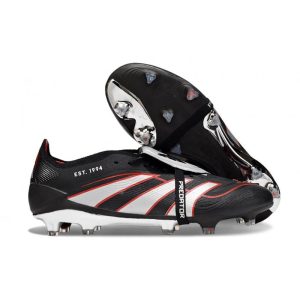 Chaussures de foot adidas Predator Elite Foldover Tongue FG Noir Blanc Rouge