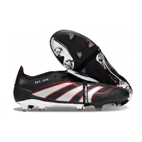 Chaussures de foot adidas Predator Elite Foldover Tongue FG Noir Blanc Rouge
