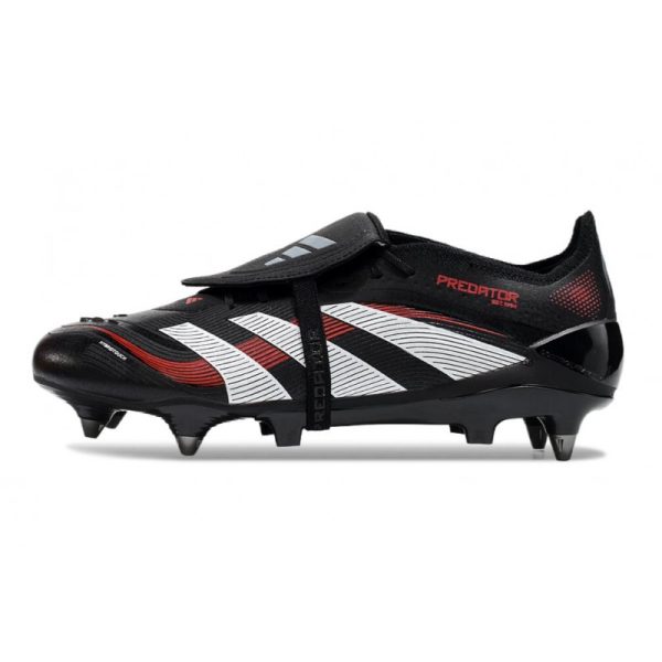 adidas Predator Elite Foldover Tongue FG Noir Gris Quatre Rouge Lucide