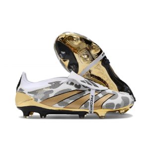 Chaussures de foot adidas Predator Elite Tongue FG Nouveau Blanc Or Gris