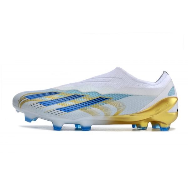 adidas X Crazyfast .1 Laceless FG Blanc Bleu Or