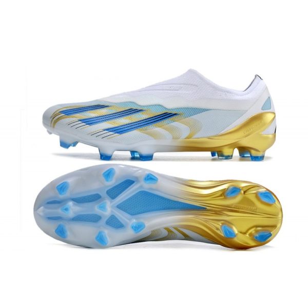 adidas X Crazyfast .1 Laceless FG Blanc Bleu Or