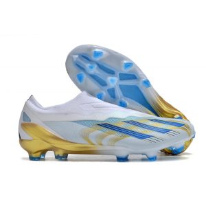 adidas X Crazyfast .1 Laceless FG Blanc Bleu Or