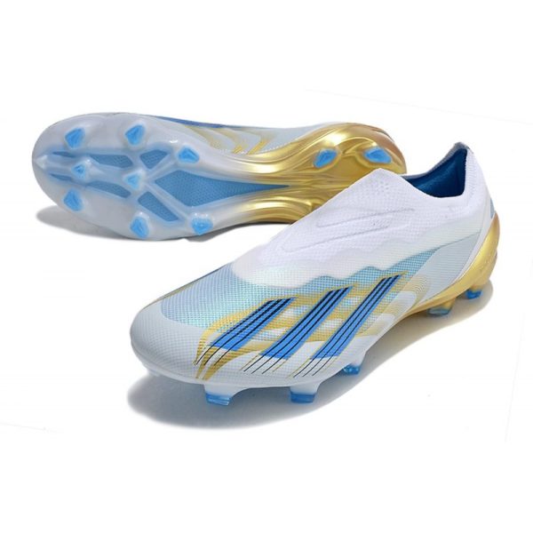 adidas X Crazyfast .1 Laceless FG Blanc Bleu Or