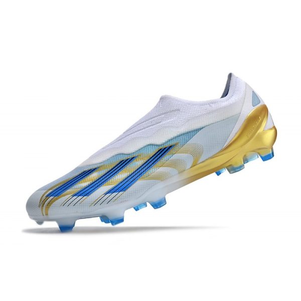adidas X Crazyfast .1 Laceless FG Blanc Bleu Or