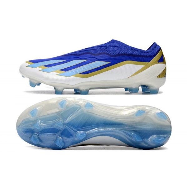 adidas X Crazyfast .1 Laceless FG Messi Bleu Lucide Eclat de Bleu Blanc