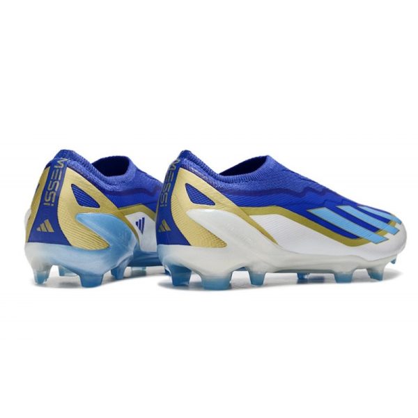 adidas X Crazyfast .1 Laceless FG Messi Bleu Lucide Eclat de Bleu Blanc