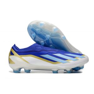 adidas X Crazyfast .1 Laceless FG Messi Bleu Lucide Eclat de Bleu Blanc