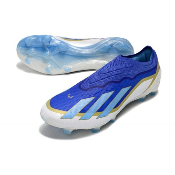 adidas X Crazyfast .1 Laceless FG Messi Bleu Lucide Eclat de Bleu Blanc