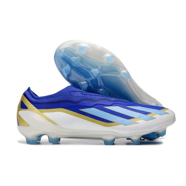 adidas X Crazyfast .1 Laceless FG Messi Bleu Lucide Eclat de Bleu Blanc