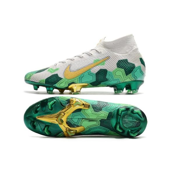 Mbappe Nike Mercurial Superfly 7 Elite SE FG Gris Or Vert