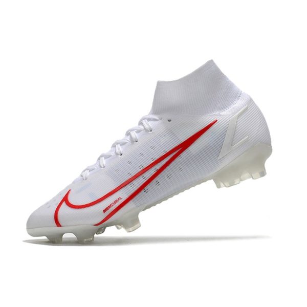 Nike Mercurial Superfly 8 Elite FG Chaussure Blanc Rouge