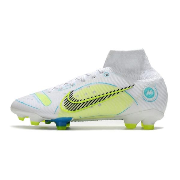 Nike Mercurial Superfly 8 Elite FG Homme Blanc Bleu Jaune