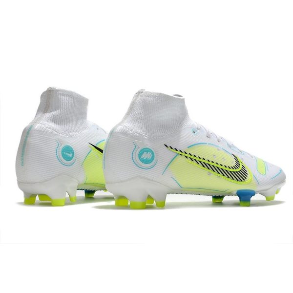 Nike Mercurial Superfly 8 Elite FG Homme Blanc Bleu Jaune