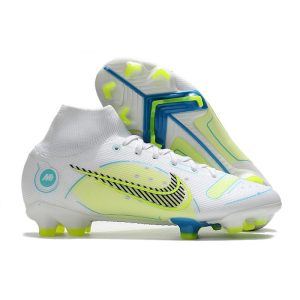Nike Mercurial Superfly 8 Elite FG Homme Blanc Bleu Jaune