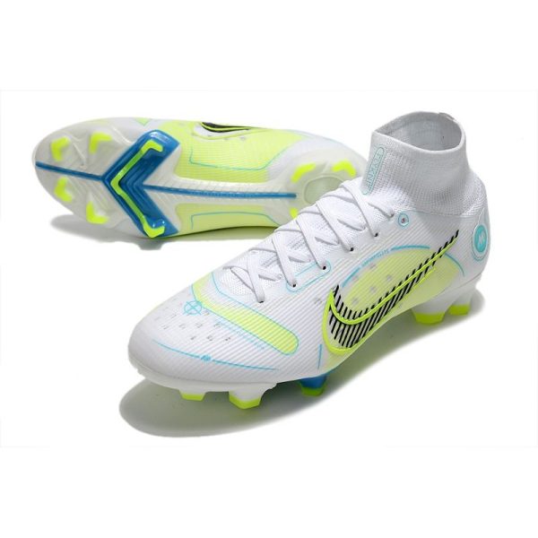 Nike Mercurial Superfly 8 Elite FG Homme Blanc Bleu Jaune
