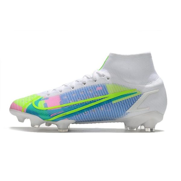 Nike Mercurial Superfly 8 Elite FG Homme Blanc Bleu Vert
