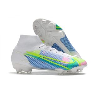 Nike Mercurial Superfly 8 Elite FG Homme Blanc Bleu Vert