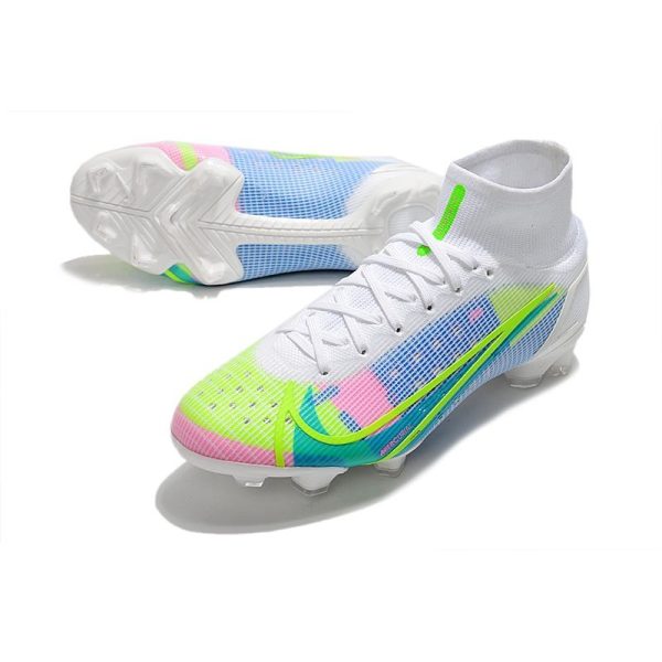 Nike Mercurial Superfly 8 Elite FG Homme Blanc Bleu Vert