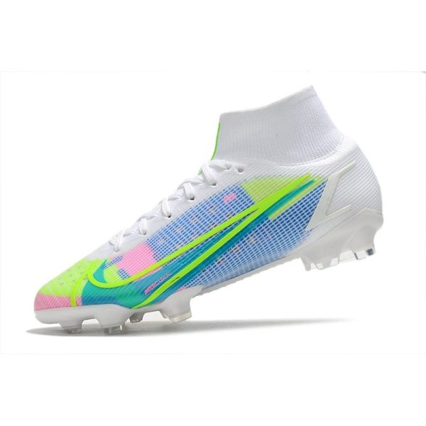 Nike Mercurial Superfly 8 Elite FG Homme Blanc Bleu Vert