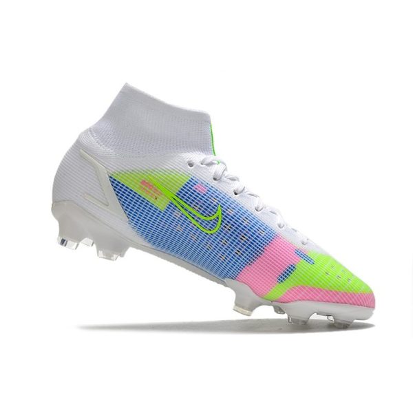 Nike Mercurial Superfly 8 Elite FG Homme Blanc Bleu Vert