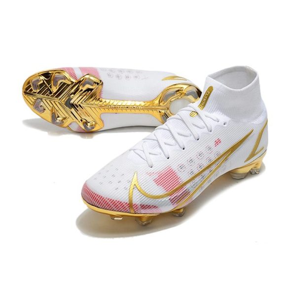 Nike Mercurial Superfly 8 Elite FG Homme Blanc Rose Or