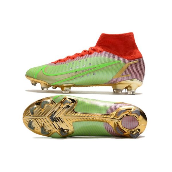 Nike Mercurial Superfly 8 Elite FG Homme Vert Rouge Or