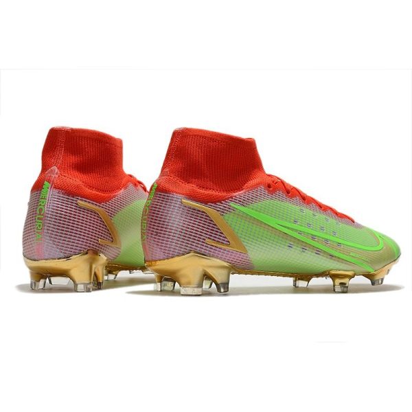 Nike Mercurial Superfly 8 Elite FG Homme Vert Rouge Or