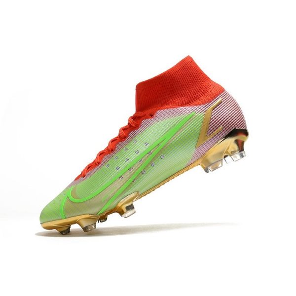 Nike Mercurial Superfly 8 Elite FG Homme Vert Rouge Or
