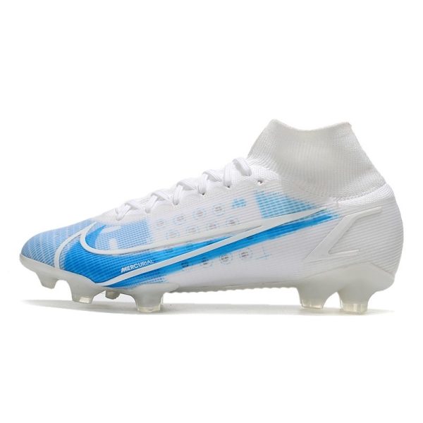 Nike Mercurial Superfly VIII Elite FG Crampon Blanc Bleu