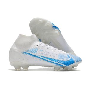 Nike Mercurial Superfly VIII Elite FG Crampon Blanc Bleu