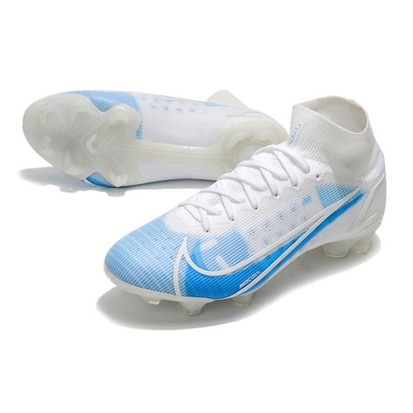 Nike Mercurial Superfly VIII Elite FG Crampon Blanc Bleu