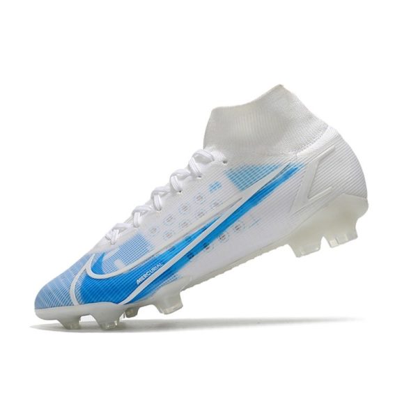 Nike Mercurial Superfly VIII Elite FG Crampon Blanc Bleu
