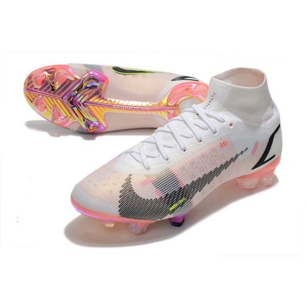 Nike Mercurial Superfly VIII Elite FG Crampon Blanc Noir Carmin Rose