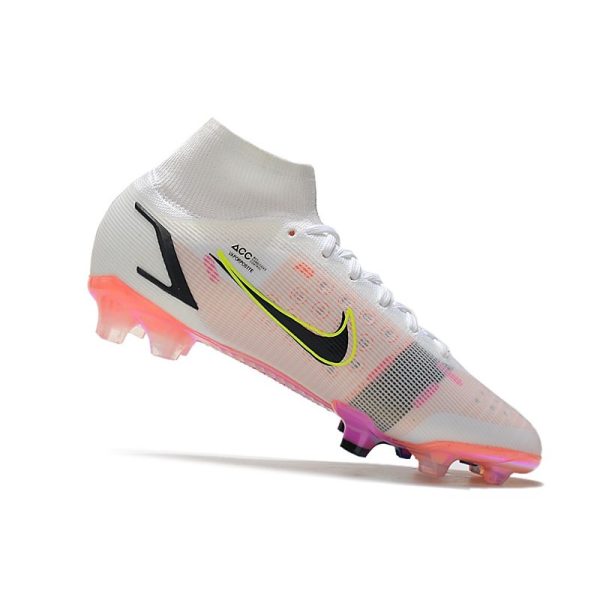 Nike Mercurial Superfly VIII Elite FG Crampon Blanc Noir Carmin Rose