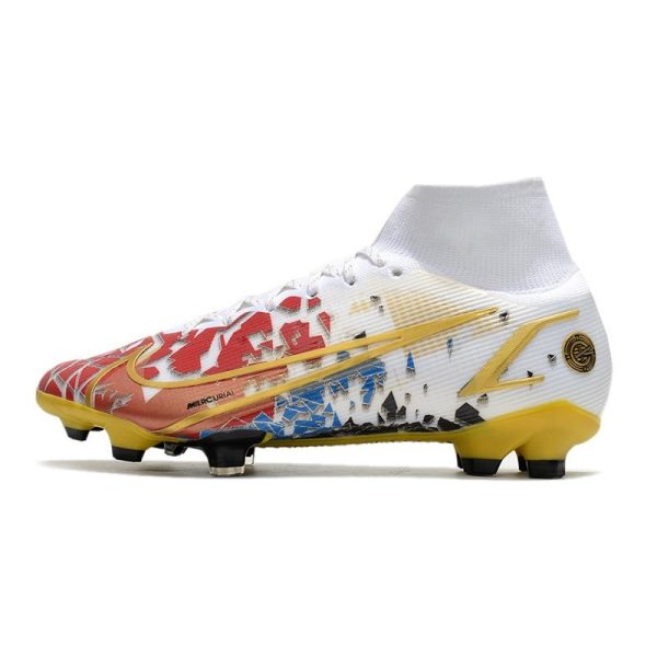 Nike Mercurial Superfly VIII Elite FG Crampon Blanc Or Rouge
