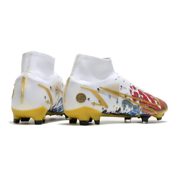 Nike Mercurial Superfly VIII Elite FG Crampon Blanc Or Rouge