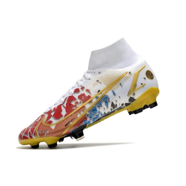 Nike Mercurial Superfly VIII Elite FG Crampon Blanc Or Rouge