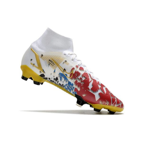 Nike Mercurial Superfly VIII Elite FG Crampon Blanc Or Rouge