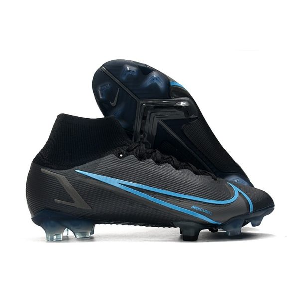 Nike Mercurial Superfly VIII Elite FG Crampon Noir Gris Acier
