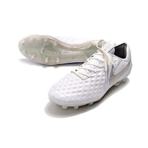 Chaussure Nike Tiempo Legend VIII Elite FG Homme - Blanc Platine Chrome