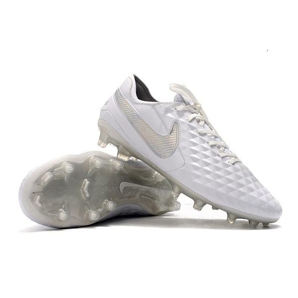 Chaussure Nike Tiempo Legend VIII Elite FG Homme - Blanc Platine Chrome